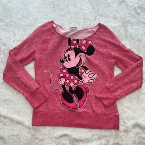 Disney Parks Wide Shoulder Pink Minnie Sweater Size L